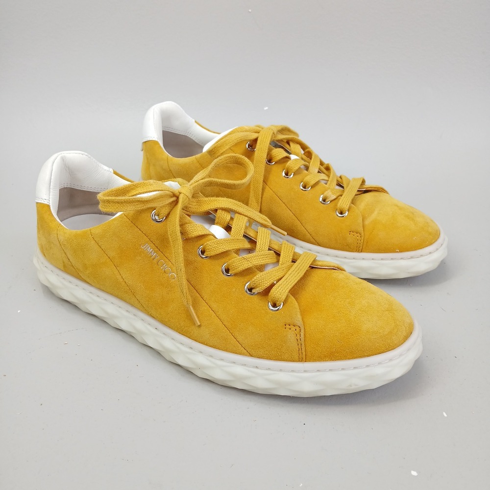 Jimmy Choo Rome Sneakers Mens EU 41 US 8 Mustard Yellow Suede Low Top Italy